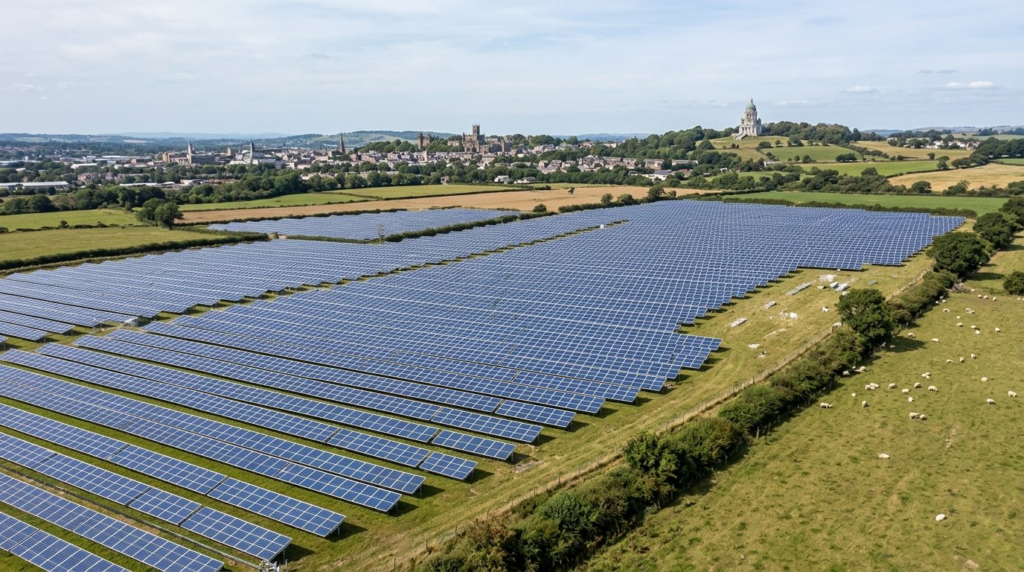 Solar Farm Near Historic English Town